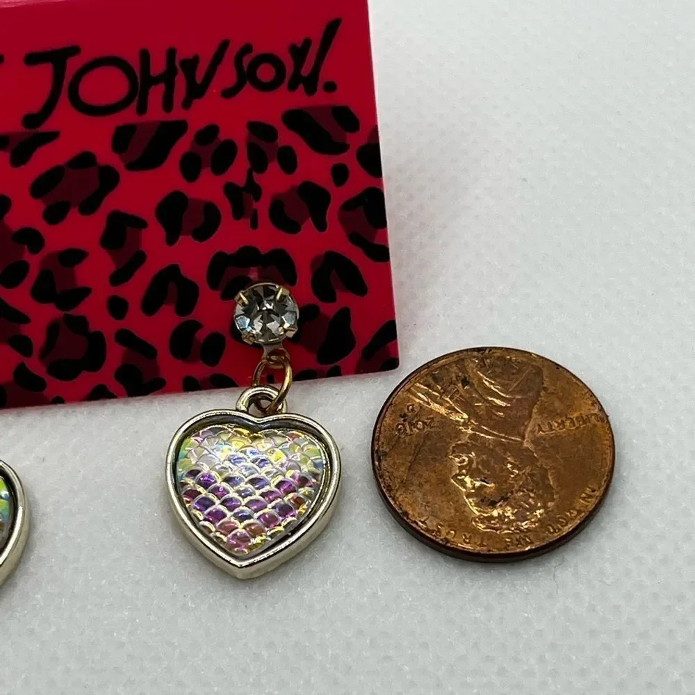 EARRINGS! Betsey Johnson Mermaid Heart Drop Jewel Earrings BNWT